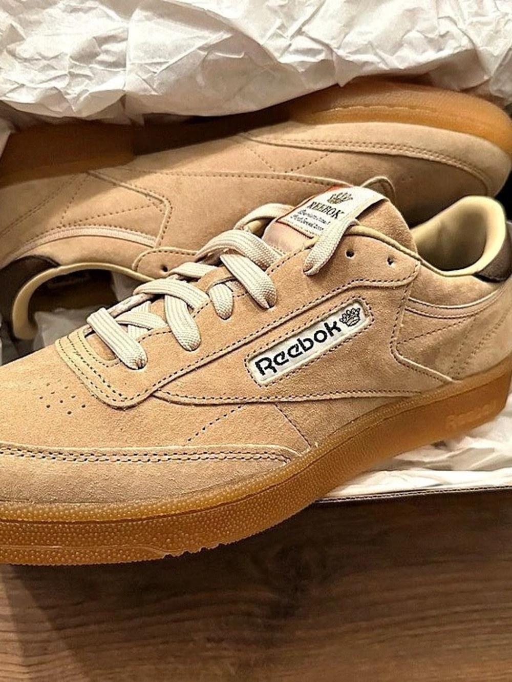 Reebok Club C 85 size? Exclusive Men's Tan Sneakers US 10.5M Rare Deadstock